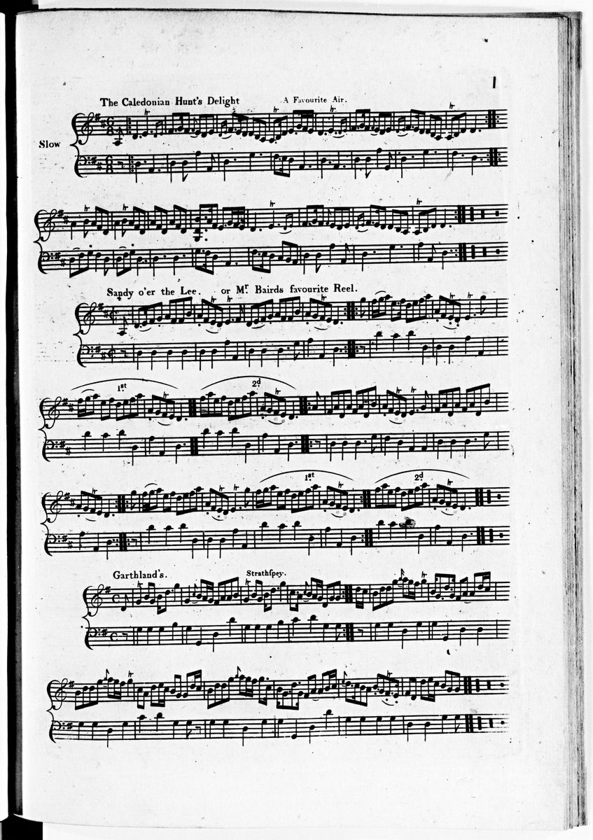 An engraved page of fiddle tunes from the second collection of strathspey reels